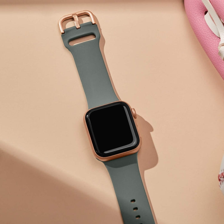 For Apple Watch SE 2022 40mm Pin Buckle Silicone Watch Band(Olive) - free shipping - PMC TechLife - Order now!