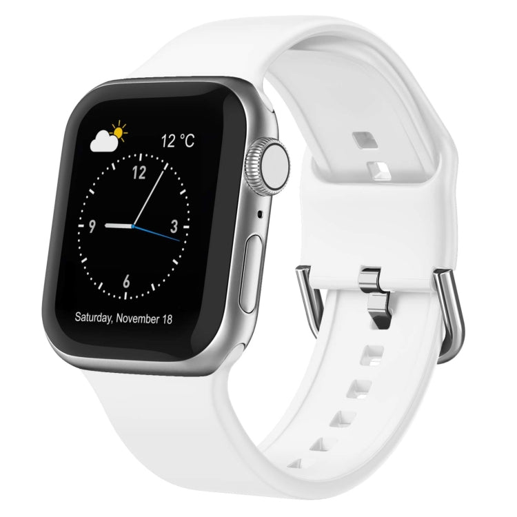 For Apple Watch SE 44mm Pin Buckle Silicone Watch Band(White) - free shipping - PMC TechLife - Order now!