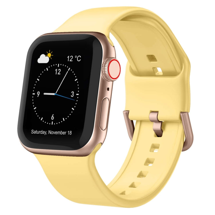 For Apple Watch SE 44mm Pin Buckle Silicone Watch Band(Yellow) - free shipping - PMC TechLife - Order now!
