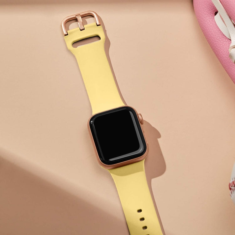 For Apple Watch SE 44mm Pin Buckle Silicone Watch Band(Yellow) - free shipping - PMC TechLife - Order now!
