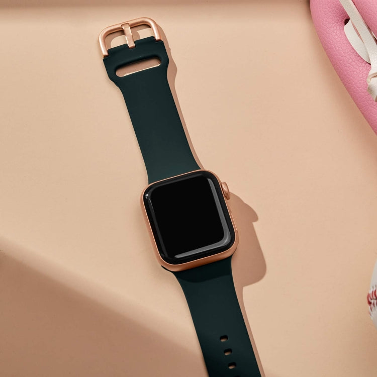 For Apple Watch Series 6 44mm Pin Buckle Silicone Watch Band(Dark Green) - free shipping - PMC TechLife - Order now!