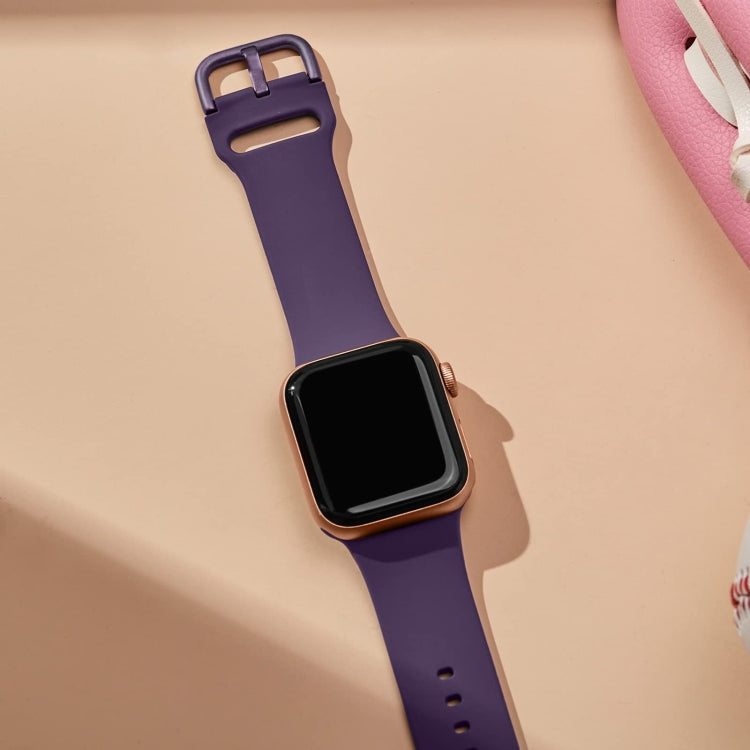 For Apple Watch Series 5 44mm Pin Buckle Silicone Watch Band(Dark Purple) - free shipping - PMC TechLife - Order now!