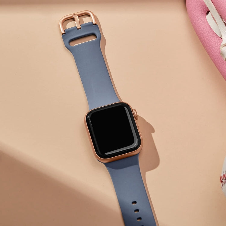 For Apple Watch SE 2023 40mm Pin Buckle Silicone Watch Band(Blue Grey) - free shipping - PMC TechLife - Order now!