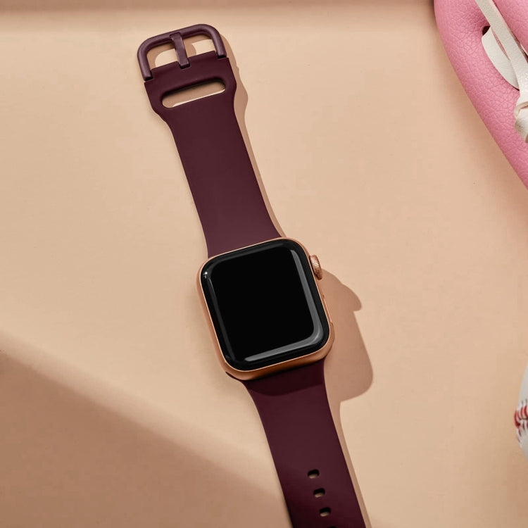 For Apple Watch Series 10 42mm Pin Buckle Silicone Watch Band(Wine Red) - free shipping - PMC TechLife - Order now!