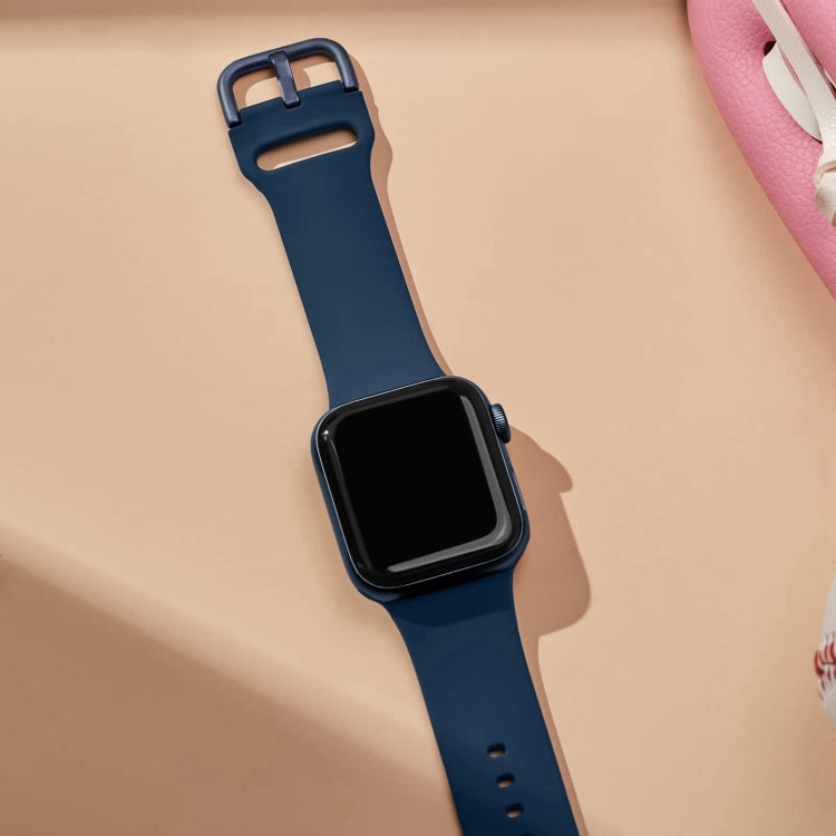 For Apple Watch Series 10 42mm Pin Buckle Silicone Watch Band(Abyss Blue) - free shipping - PMC TechLife - Order now!