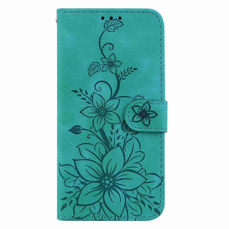 For Motorola Edge 2024 Lily Embossed Leather Phone Case(Green) - Motorola Cases by PMC Jewellery | Online Shopping South Africa | PMC Jewellery | Buy Now Pay Later Mobicred