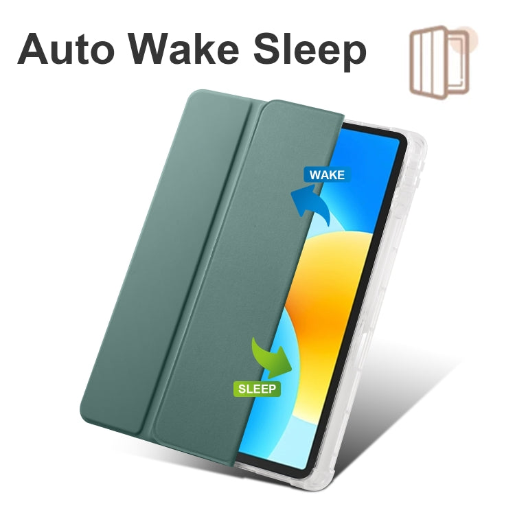 For Huawei MatePad 11.5 2023 3-folding Transparent TPU Smart Leather Tablet Case(Dark Night Green) - Huawei by PMC TechLife | Online Shopping South Africa | PMC TechLife | Buy Now Pay Later Mobicred