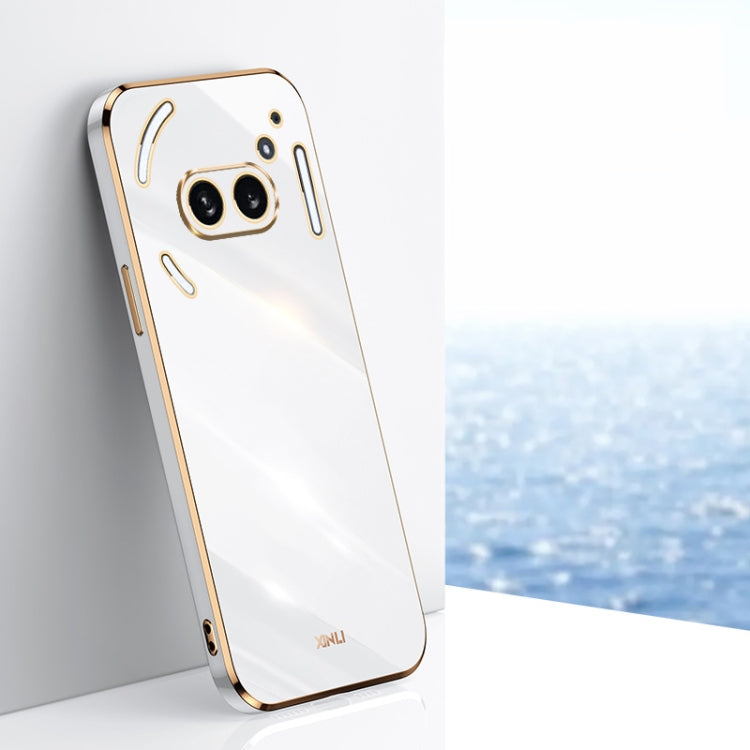 For Nothing Phone 2A XINLI Straight Edge 6D Electroplate TPU Phone Case(White) - More Brand by XINLI | Online Shopping South Africa | PMC Jewellery | Buy Now Pay Later Mobicred