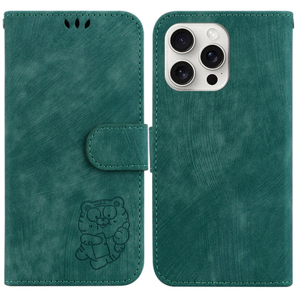 For iPhone 16 Pro Max Little Tiger Embossed Leather Phone Case(Green) - iPhone 16 Pro Max Cases by PMC Jewellery | Online Shopping South Africa | PMC Jewellery | Buy Now Pay Later Mobicred