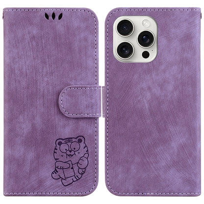 For iPhone 16 Pro Little Tiger Embossed Leather Phone Case(Purple) - iPhone 16 Pro Cases by PMC Jewellery | Online Shopping South Africa | PMC Jewellery | Buy Now Pay Later Mobicred