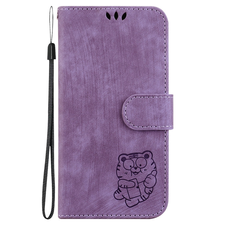 For iPhone 16 Plus Little Tiger Embossed Leather Phone Case(Purple) - iPhone 16 Plus Cases by PMC Jewellery | Online Shopping South Africa | PMC Jewellery | Buy Now Pay Later Mobicred