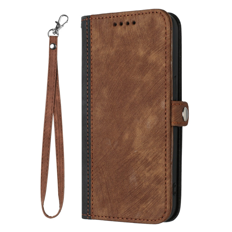 For iPhone SE 2024 Side Buckle Double Fold Hand Strap Leather Phone Case(Brown) - More iPhone Cases by PMC Jewellery | Online Shopping South Africa | PMC Jewellery | Buy Now Pay Later Mobicred