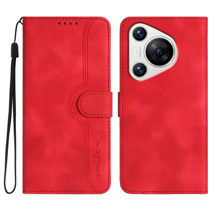 For Huawei Pura 70 Heart Pattern Skin Feel Leather Phone Case(Red) - Huawei Cases by PMC Jewellery | Online Shopping South Africa | PMC Jewellery | Buy Now Pay Later Mobicred