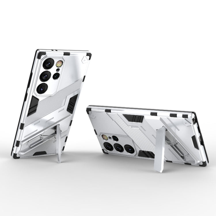 For Samsung Galaxy S24 Ultra 5G Punk Armor 2 in 1 PC + TPU Shockproof Phone Case with Invisible Holder(White) - Galaxy S24 Ultra 5G Cases by PMC TechLife | Online Shopping South Africa | PMC TechLife