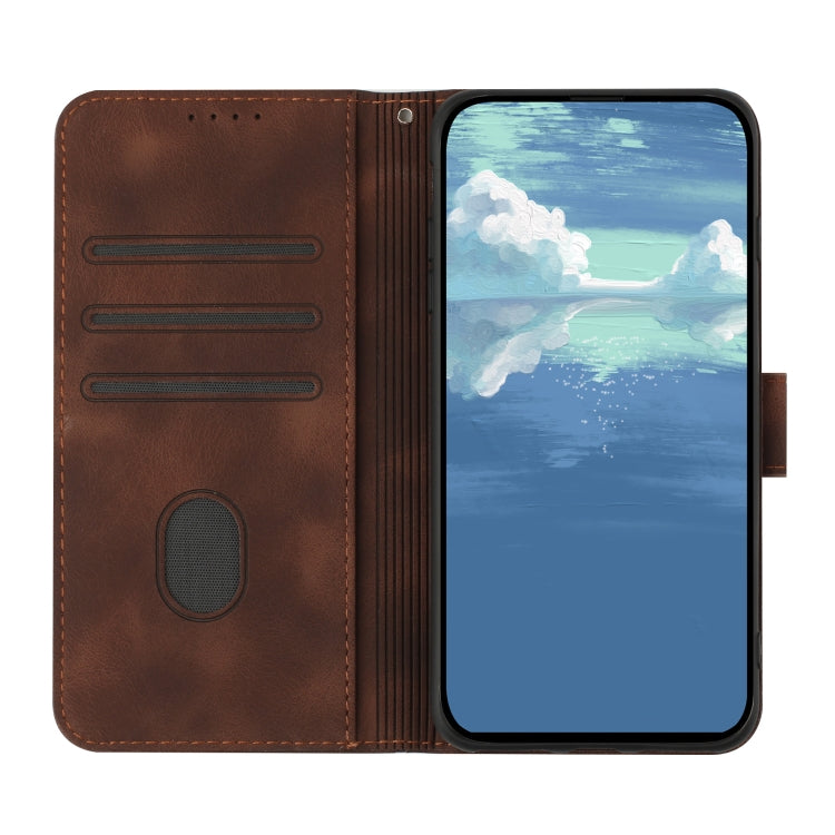 For Huawei Pura 70 Pro/70 Pro+ Line Pattern Skin Feel Leather Phone Case(Coffee) - Huawei Cases by PMC Jewellery | Online Shopping South Africa | PMC Jewellery | Buy Now Pay Later Mobicred