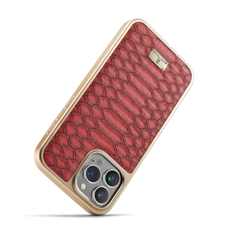 For iPhone 16 Pro Fierre Shann Python Texture Electroplating PU Phone Case(Red) - iPhone 16 Pro Cases by FIERRE SHANN | Online Shopping South Africa | PMC Jewellery | Buy Now Pay Later Mobicred