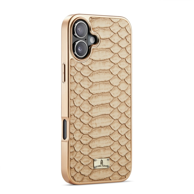 For iPhone 16 Fierre Shann Python Texture Electroplating PU Phone Case(White) - iPhone 16 Cases by FIERRE SHANN | Online Shopping South Africa | PMC Jewellery | Buy Now Pay Later Mobicred