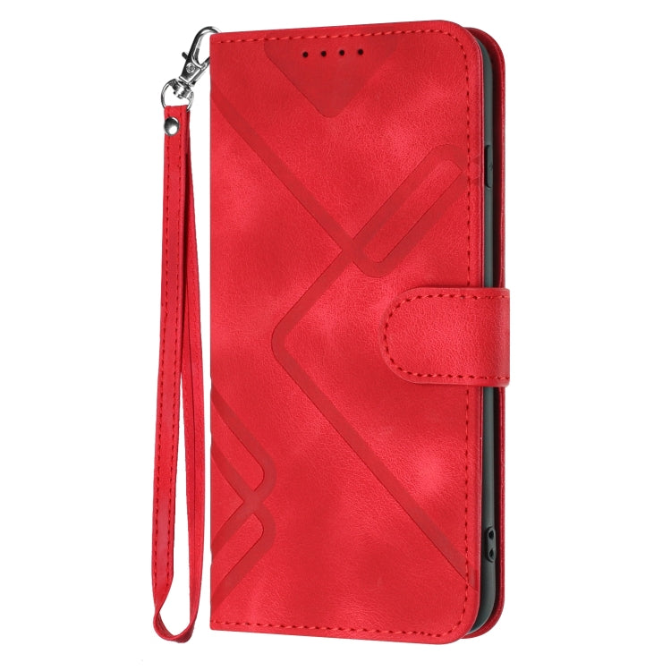 For Realme 12 5G Global Line Pattern Skin Feel Leather Phone Case(Red) - Realme Cases by PMC Jewellery | Online Shopping South Africa | PMC Jewellery | Buy Now Pay Later Mobicred