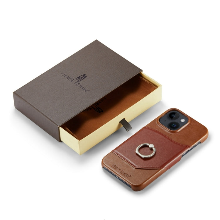 For iPhone 15 Pro Max Fierre Shann Oil Wax Texture Genuine Leather Back Cover Phone Case(Brown) - free shipping - PMC Jewellery - Order now!
