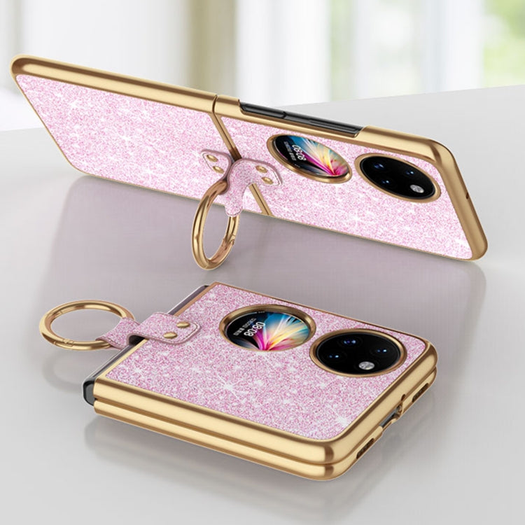 For Huawei P50 Pocket Plating Gradient Color Glitter Phone Case With Ring Holder(Pink) - Huawei Cases by PMC TechLife | Online Shopping South Africa | PMC TechLife | Buy Now Pay Later Mobicred
