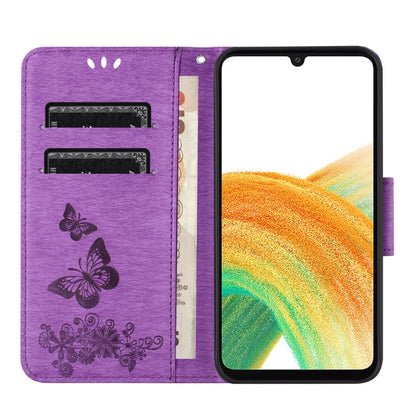 For Samsung Galaxy A15 Butterfly Embossed Flip Leather Phone Case(Purple) - Galaxy Phone Cases by PMC Jewellery | Online Shopping South Africa | PMC Jewellery