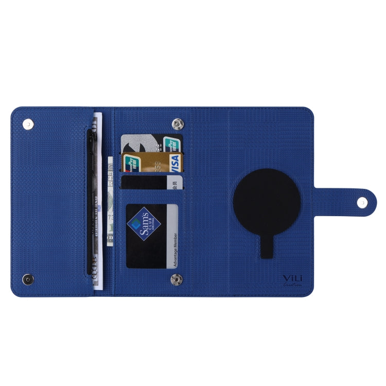 For iPhone 13 ViLi GHB Series MagSafe Magnetic Zipper Leather Phone Case(Blue) - iPhone 13 Cases by ViLi | Online Shopping South Africa | PMC Jewellery | Buy Now Pay Later Mobicred