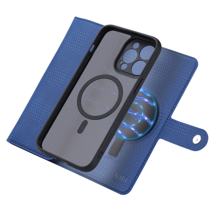 For iPhone 14 Pro Max ViLi GHB Series MagSafe Magnetic Zipper Leather Phone Case(Blue) - iPhone 14 Pro Max Cases by ViLi | Online Shopping South Africa | PMC Jewellery | Buy Now Pay Later Mobicred