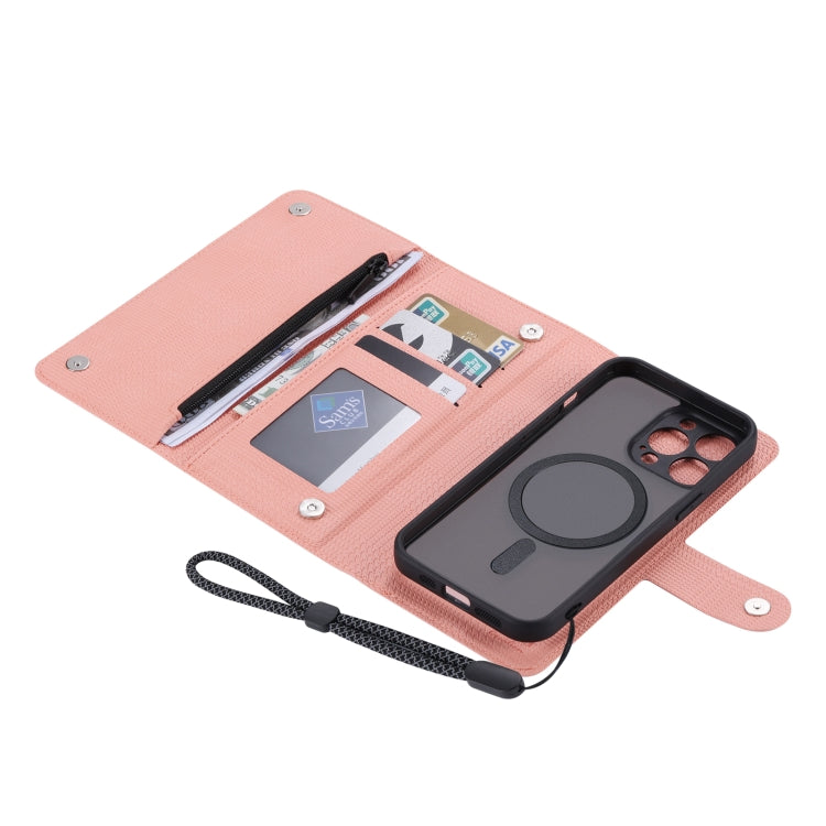 For iPhone 15 ViLi GHB Series MagSafe Magnetic Zipper Leather Phone Case(Pink) - free shipping - PMC Jewellery - Order now!