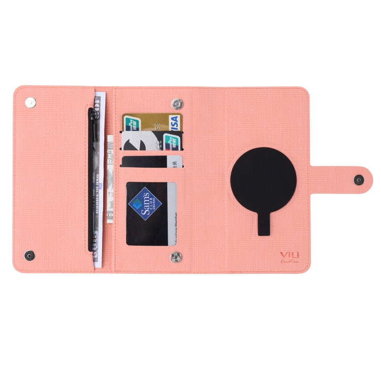For iPhone 15 ViLi GHB Series MagSafe Magnetic Zipper Leather Phone Case(Pink) - free shipping - PMC Jewellery - Order now!