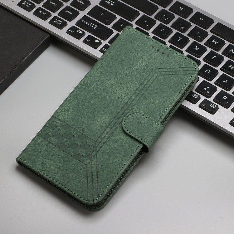 For Huawei Pura 70 Cubic Skin Feel Flip Leather Phone Case(Green) - free shipping - PMC Jewellery - Order now!