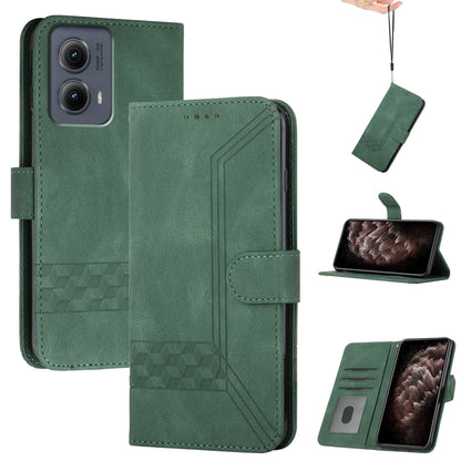 For Motorola Edge 5G 2024 Cubic Skin Feel Flip Leather Phone Case(Green) - Motorola Cases by PMC Jewellery | Online Shopping South Africa | PMC Jewellery | Buy Now Pay Later Mobicred