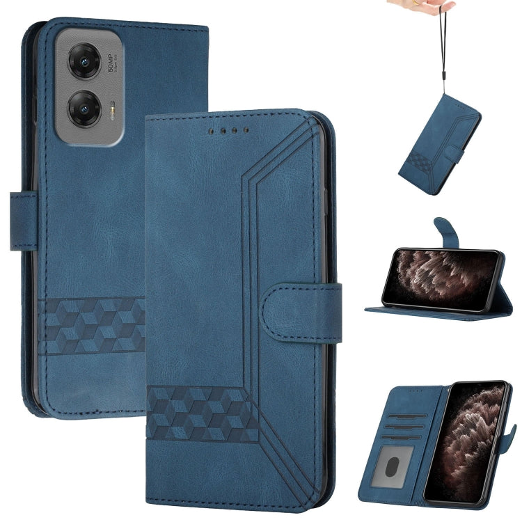 For Motorola Moto G Stylus 5G 2024 Cubic Skin Feel Flip Leather Phone Case(Blue) - Motorola Cases by PMC Jewellery | Online Shopping South Africa | PMC Jewellery | Buy Now Pay Later Mobicred