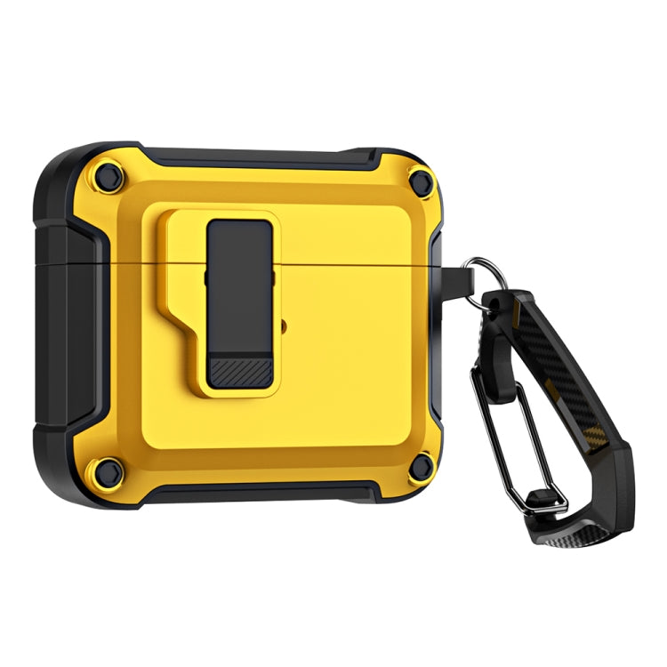 For AirPods 3 TPU + PC Wireless Bluetooth Earphone Protective Case with Switch Lock & Hook(Yellow) - For AirPods 3 by PMC Jewellery | Online Shopping South Africa | PMC Jewellery | Buy Now Pay Later Mobicred