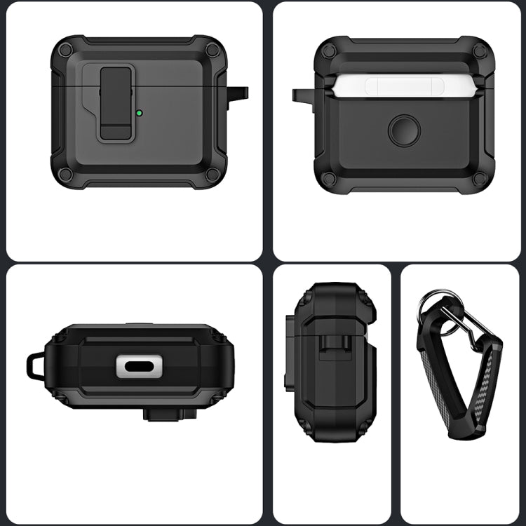 For AirPods 3 TPU + PC Wireless Bluetooth Earphone Protective Case with Switch Lock & Hook(Red) - For AirPods 3 by PMC Jewellery | Online Shopping South Africa | PMC Jewellery | Buy Now Pay Later Mobicred