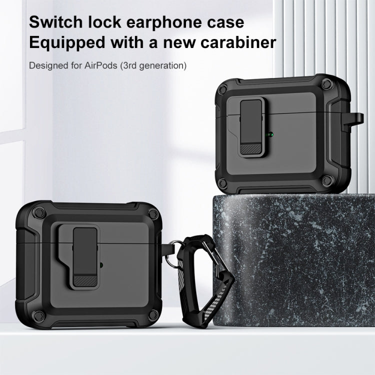 For AirPods 3 TPU + PC Wireless Bluetooth Earphone Protective Case with Switch Lock & Hook(Grey) - For AirPods 3 by PMC Jewellery | Online Shopping South Africa | PMC Jewellery | Buy Now Pay Later Mobicred