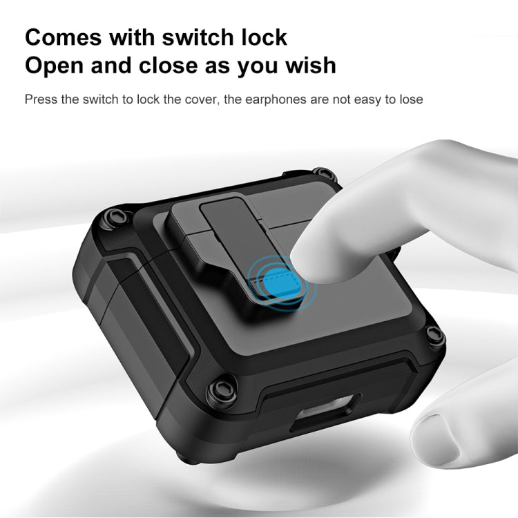 For AirPods 3 TPU + PC Wireless Bluetooth Earphone Protective Case with Switch Lock & Hook(Dark Green) - For AirPods 3 by PMC Jewellery | Online Shopping South Africa | PMC Jewellery | Buy Now Pay Later Mobicred