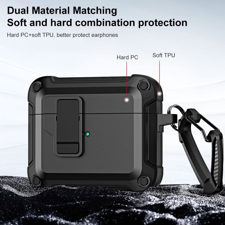 For AirPods 3 TPU + PC Wireless Bluetooth Earphone Protective Case with Switch Lock & Hook(Black) - For AirPods 3 by PMC Jewellery | Online Shopping South Africa | PMC Jewellery | Buy Now Pay Later Mobicred