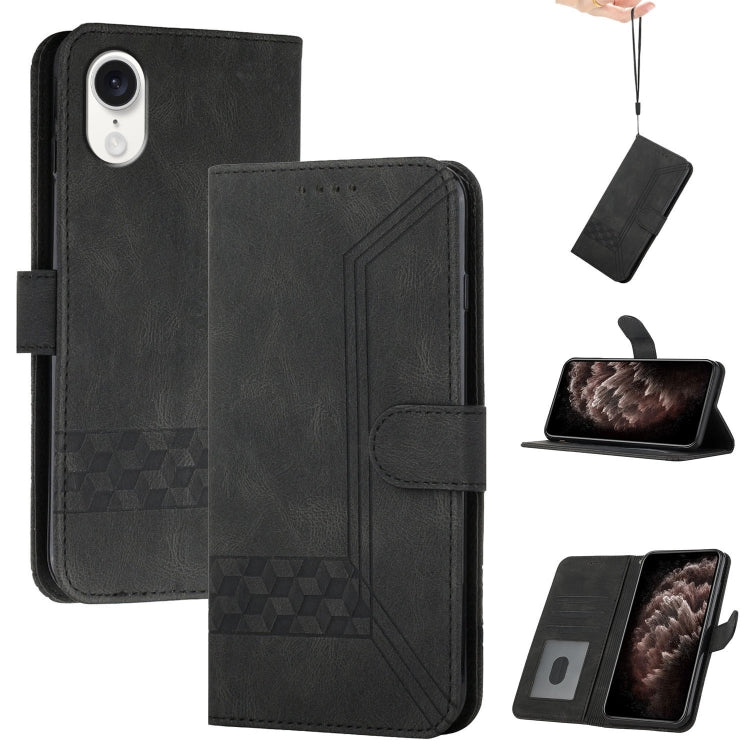 For iPhone SE 2024 Cubic Skin Feel Flip Leather Phone Case(Black) - More iPhone Cases by PMC Jewellery | Online Shopping South Africa | PMC Jewellery | Buy Now Pay Later Mobicred