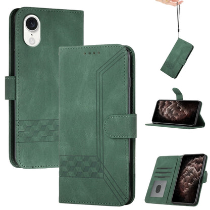 For iPhone SE 2024 Cubic Skin Feel Flip Leather Phone Case(Green) - More iPhone Cases by PMC Jewellery | Online Shopping South Africa | PMC Jewellery | Buy Now Pay Later Mobicred