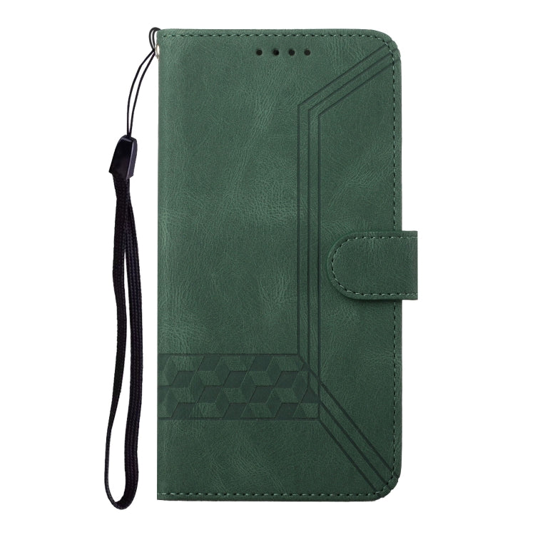 For iPhone SE 2024 Cubic Skin Feel Flip Leather Phone Case(Green) - More iPhone Cases by PMC Jewellery | Online Shopping South Africa | PMC Jewellery | Buy Now Pay Later Mobicred