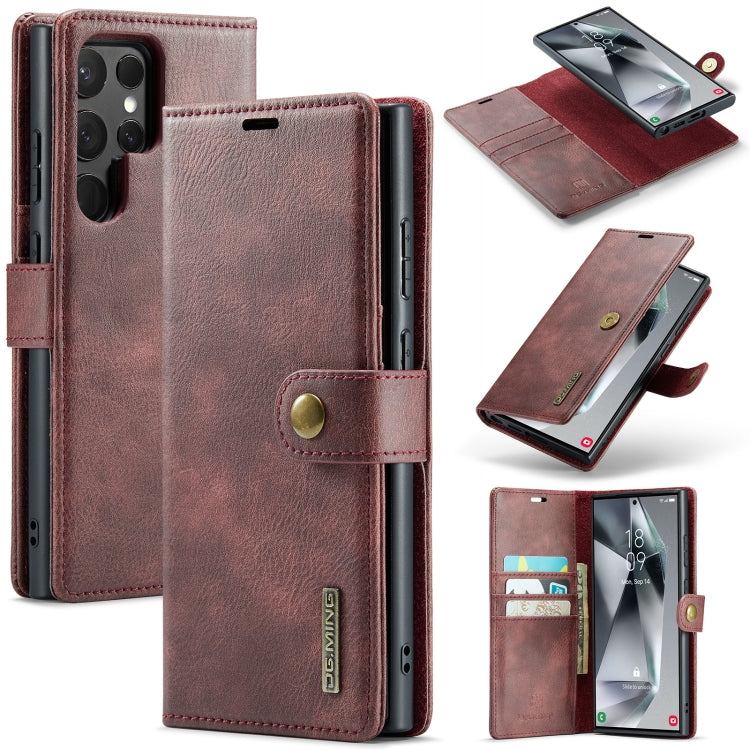 For Samsung Galaxy S24 Ultra 5G DG.MING Crazy Horse Texture Detachable Magnetic Leather Case(Red) - free shipping - PMC Jewellery - Order now!