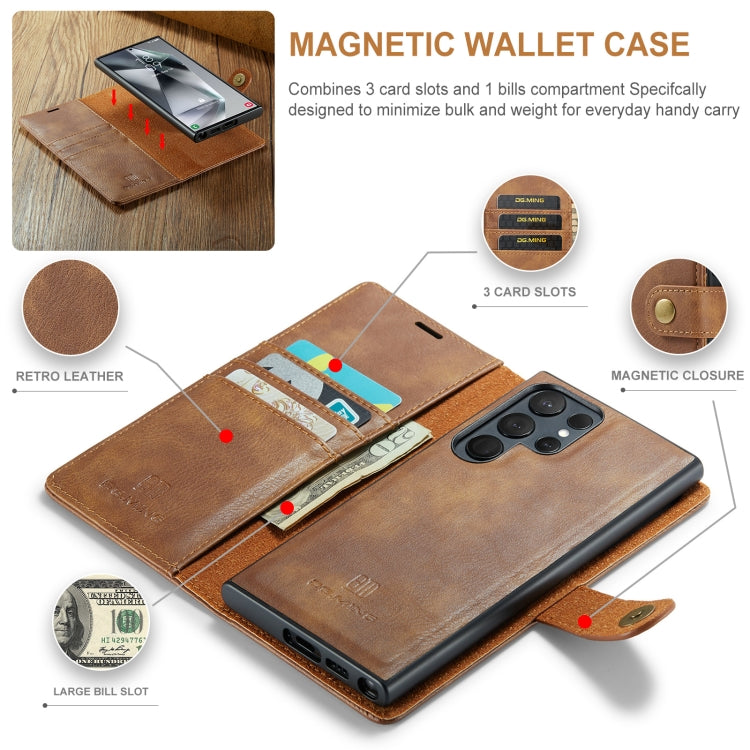 For Samsung Galaxy S24 Ultra 5G DG.MING Crazy Horse Texture Detachable Magnetic Leather Case(Brown) - free shipping - PMC Jewellery - Order now!