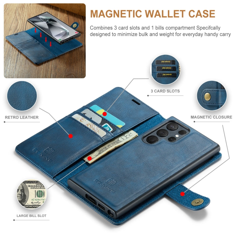 For Samsung Galaxy S24 Ultra 5G DG.MING Crazy Horse Texture Detachable Magnetic Leather Case(Blue) - free shipping - PMC Jewellery - Order now!