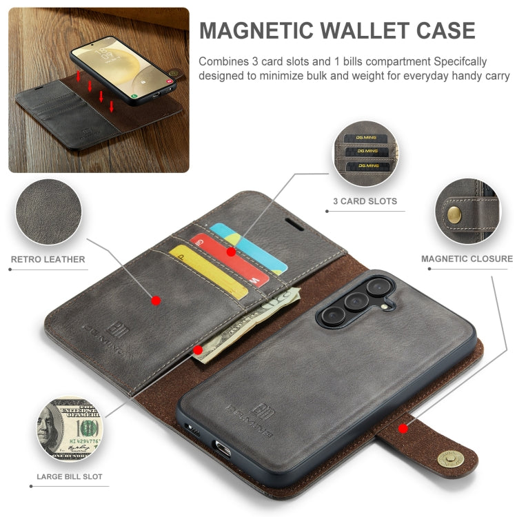 For Samsung Galaxy S24+ 5G DG.MING Crazy Horse Texture Detachable Magnetic Leather Case(Grey) - Galaxy S24+ 5G Cases by DG.MING | Online Shopping South Africa | PMC Jewellery | Buy Now Pay Later Mobicred