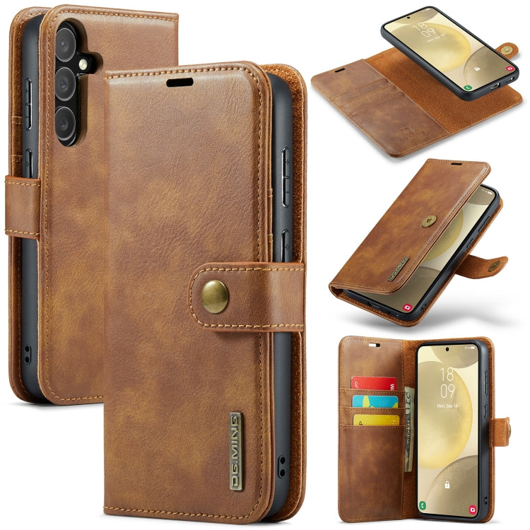 For Samsung Galaxy S24+ 5G DG.MING Crazy Horse Texture Detachable Magnetic Leather Case(Brown) - free shipping - PMC Jewellery - Order now!