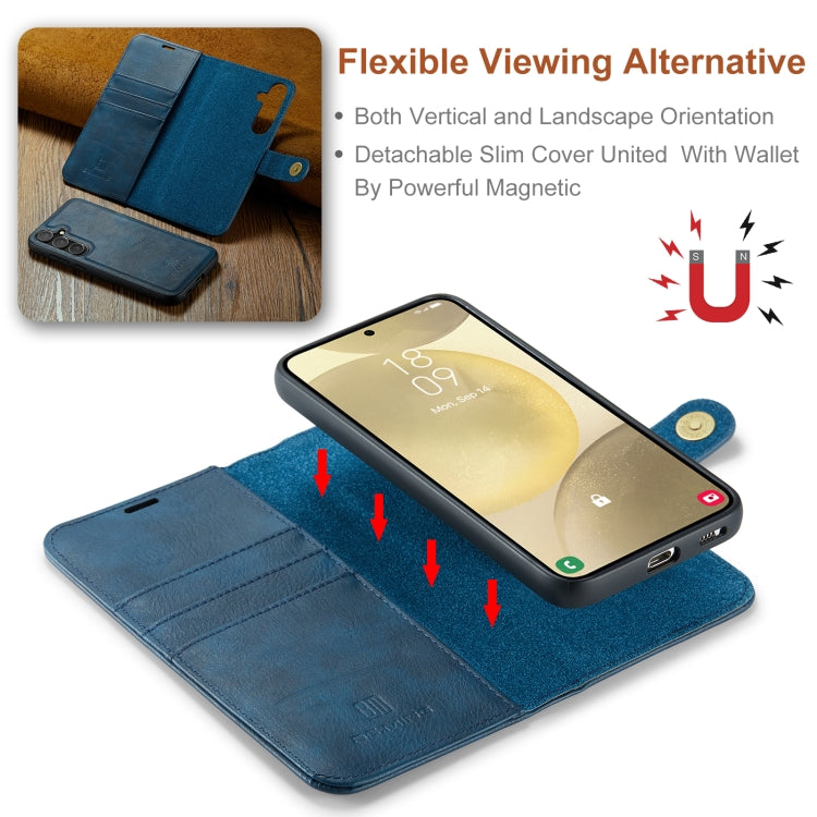 For Samsung Galaxy S24+ 5G DG.MING Crazy Horse Texture Detachable Magnetic Leather Case(Blue) - free shipping - PMC Jewellery - Order now!