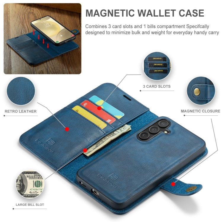 For Samsung Galaxy S24 5G DG.MING Crazy Horse Texture Detachable Magnetic Leather Case(Blue) - Galaxy S24 5G Cases by DG.MING | Online Shopping South Africa | PMC Jewellery | Buy Now Pay Later Mobicred