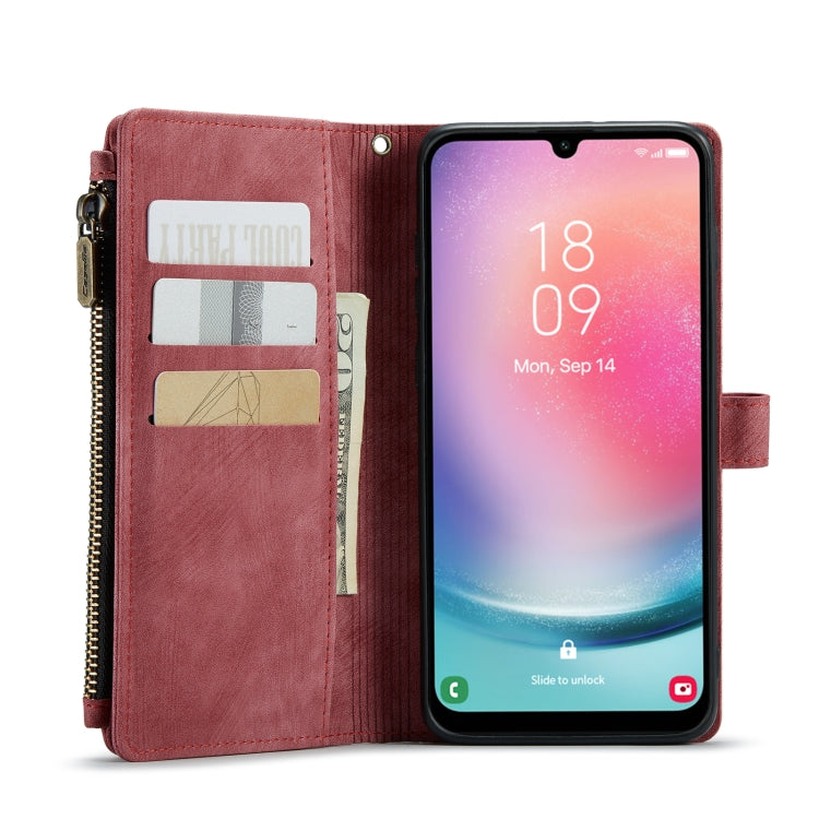 For Samsung Galaxy A24 4G CaseMe C30 Card Slots Zipper Wallet Leather Phone Case(Red) - Galaxy Phone Cases by CaseMe | Online Shopping South Africa | PMC Jewellery | Buy Now Pay Later Mobicred