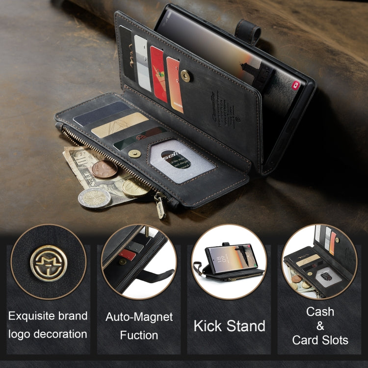 For Samsung Galaxy S24 Ultra 5G CaseMe C30 Card Slots Zipper Wallet Leather Phone Case(Black) - free shipping - PMC Jewellery - Order now!