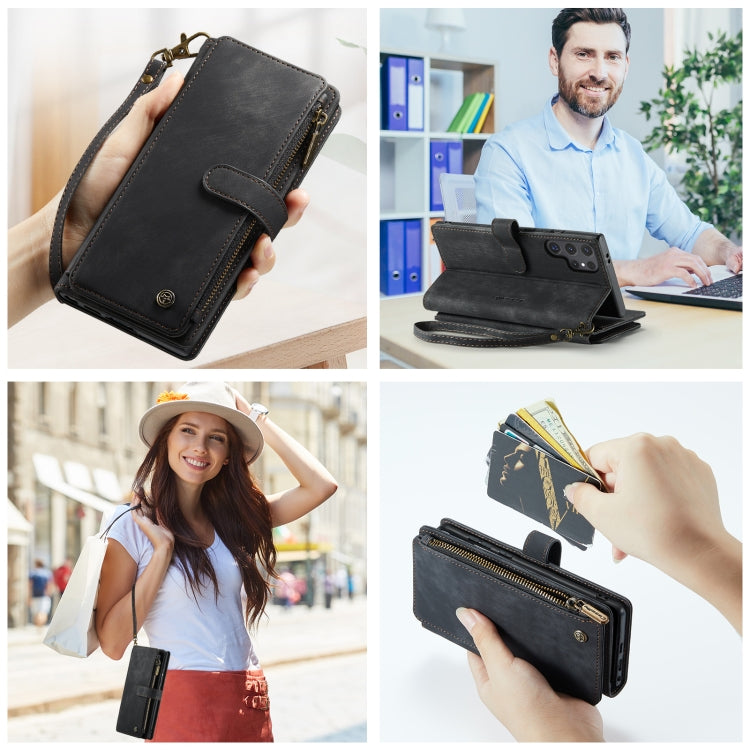 For Samsung Galaxy S24 Ultra 5G CaseMe C30 Card Slots Zipper Wallet Leather Phone Case(Black) - free shipping - PMC Jewellery - Order now!